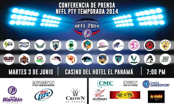 nfflpty's tweet image. 22 Equipos compiten por la Copa Jose I Blandon. Conferencia de Prensa y Sorteo. #LetTheShowBegin #NFFLPTY2014