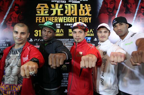 Gran recibimiento dieron en Macao, China a los protagonistas de la función de este sábado en la Arena Cotai.