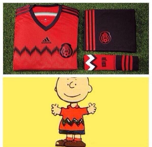FootballFact101's tweet photo. Mexico playing in their Charlie Brown inspired away kit tonight. #MexicovsIsrael http://t.co/XXtnNtDNoK