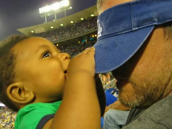 Schopptalk's tweet photo. Scully and Kershaw for this intermission. Saw Kershaw pitch at Dodger Stadium in 2010. Son attempted hat-eat. #hateat http://t.co/PfKCZrLwPj