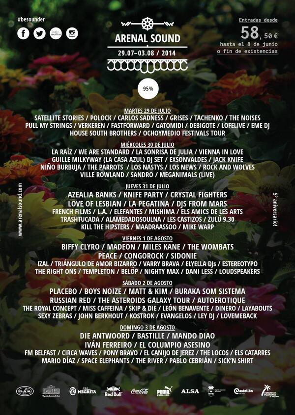 MEGANIMALS_'s tweet photo. Este año nos vemos en Burriana! Arde @ArenalSound! #ConfirmacionesArenal2014 GRACIAS! Va por todos vosotros! http://t.co/nRcaAFbQlS