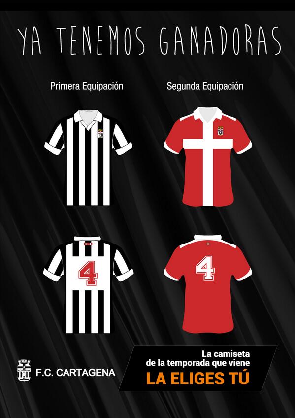 FCCartagena_efs's tweet photo. Ya tenemos diseños ganadores para la camiseta de la próxima temporada. Gracias a todos los abonados que habéis votado http://t.co/WqsUAuYTMU