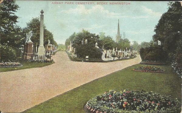 A great coloured old photo of Abney Park Cemetery, Stoke Newington (<a href="/AbneyParkUG/">Abney Park Users</a> <a href="/AbneyParkN16/">Abney Park Trust</a>)