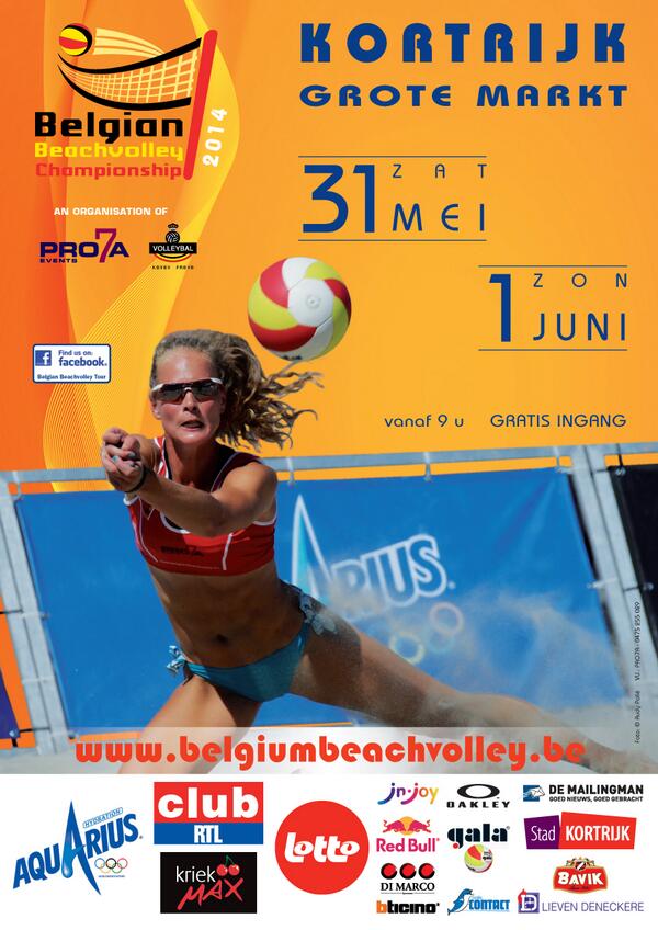 Zaterdag en zondag 3de mannche van de Belgian Beachvolley Tour '14 op de Grote Markt van Kortrijk