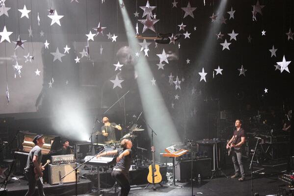 A sky full of stars (and Chris's flying guitar), in Paris last night. A