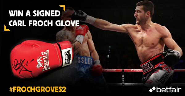 Betfair's tweet image. WIN a signed @Carl_Froch glove! RT and follow @Betfair for your chance to bag it #FrochGroves2