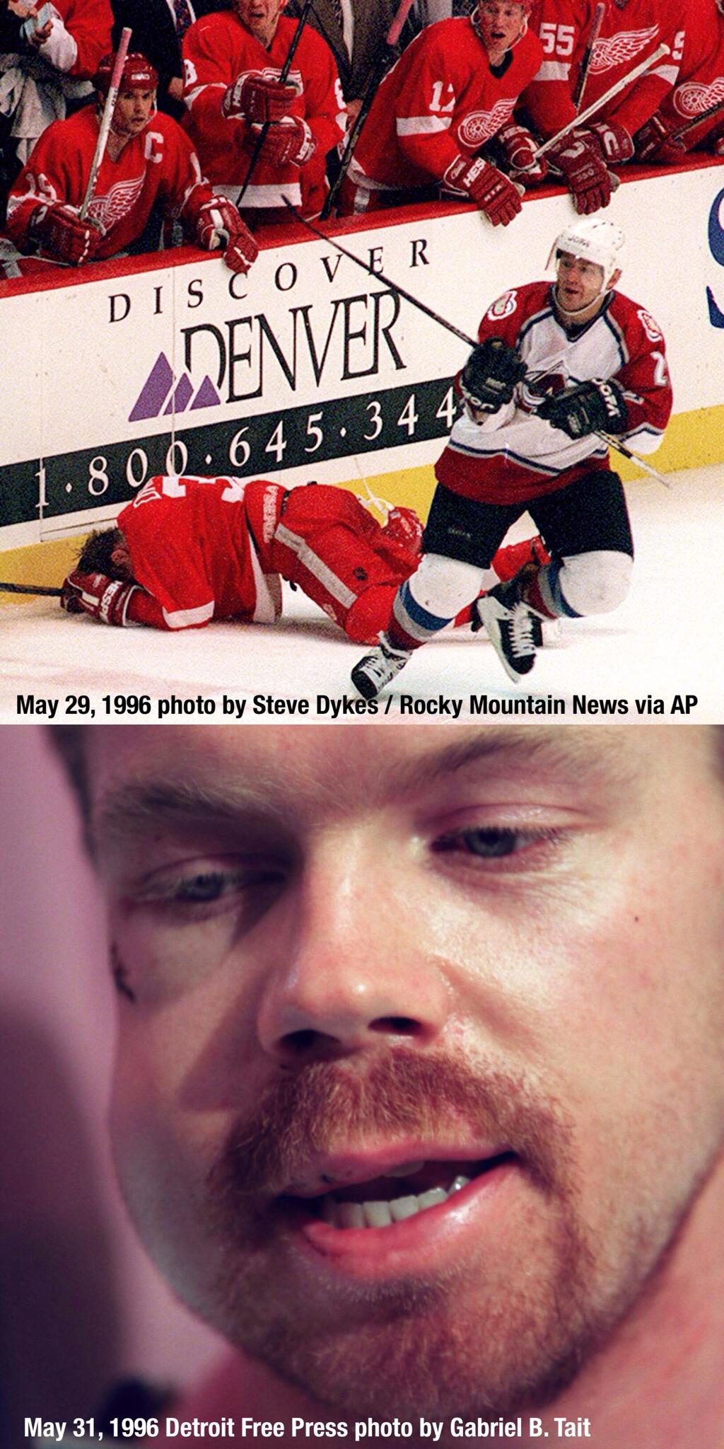 Steve Anderson on X: 5.29.96: Kris Draper's jaw broken when checked from  behind by gutless Claude Lemieux. @freep #archives @freepsports   / X