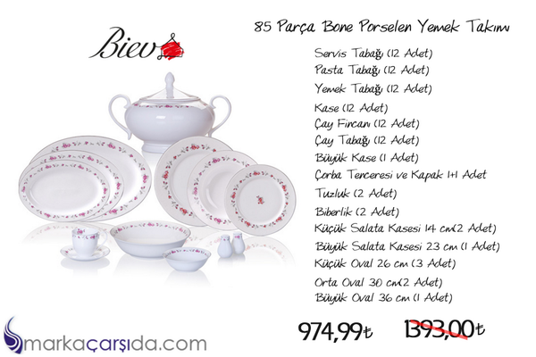 markacarsida's tweet photo. #Biev 85 Parça Bone Porselen Yemek Takımı http://t.co/QcexHWai6s'a Özel 974.99 TL   http://t.co/A7uyWsRZ4v http://t.co/1vPfnMmZSG
