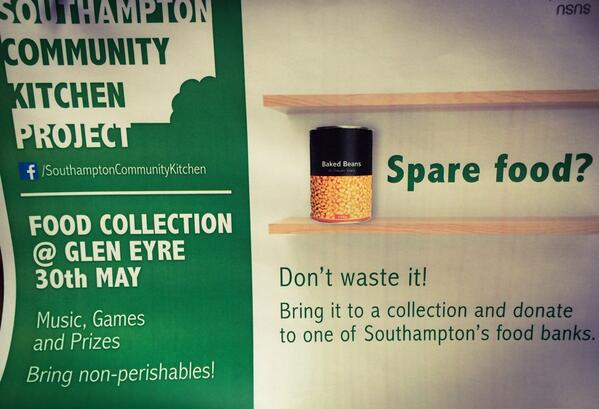 KaSpill's tweet image. Great timing to spot @SotonComKitchen poster the day prior to #southampton food collection @GlenEyreJCR. Help out! :)