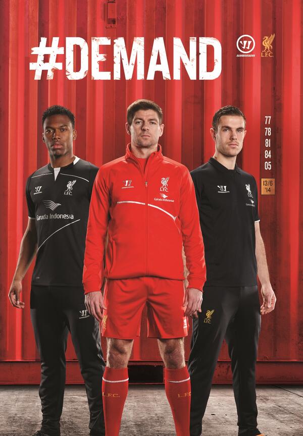 LFC's tweet photo. LFC and @IndonesiaGaruda have today revealed the Reds' brand new training kit for next season: http://t.co/HMlHO8PJRl http://t.co/y9Psthmral