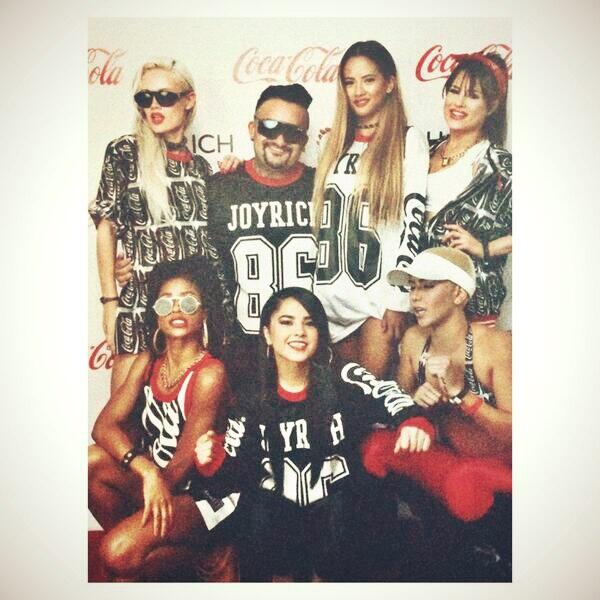 GRLFansOfficial's tweet photo. G.R.L. and Becky G on the red carpet party-brand clothing Joyrich. Los Angeles, 17.05.2014. http://t.co/oD36UmHEKv