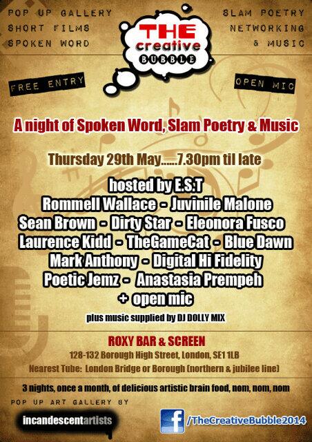 MarkAnthonyJr's tweet image. Come &amp;amp; see me LIVE @ #CreativeBubble Tonight! #FreeEntry @ Roxy Bar &amp;amp; Lounge, 128-132 Borough High St, London SE1 1LB