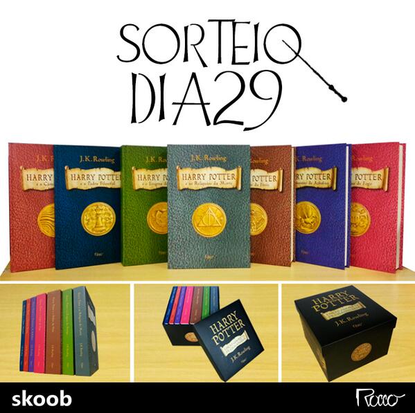 Sorteio hoje! Concorra a 1 box com os 7 volumes de Harry Potter! Use #HarryPotter + sorteia.eu/7g
