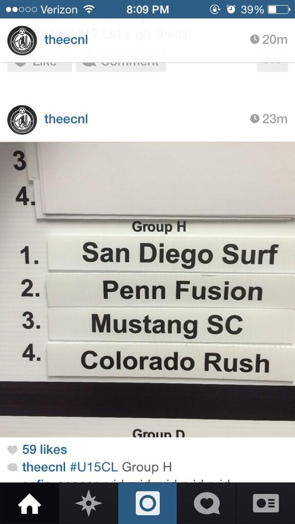 the U15's group for ECNL playoffs