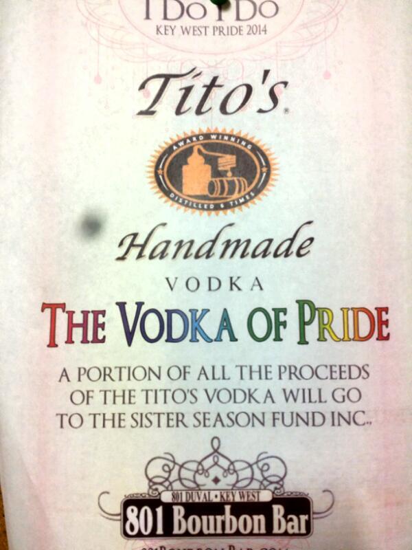 801KeyWest's tweet photo. @TitosVodka #keywestpride #sisterseasonfund http://t.co/HMU6VoASAv