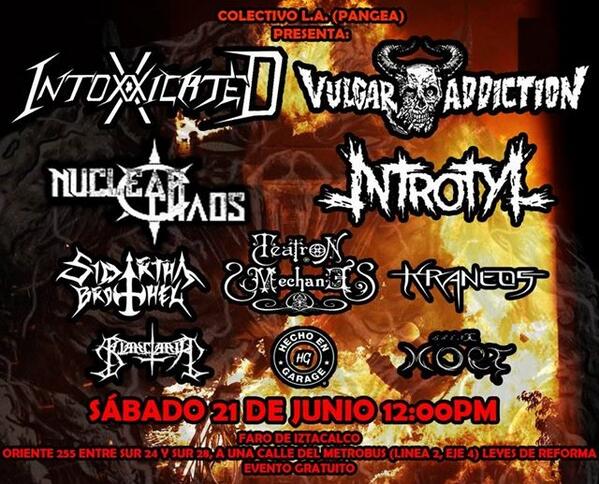 Por fin de nuevo en el DF, 21 de junio en Faro Iztacalco al lado de bandas geniales. ¡Nos vemos allá!