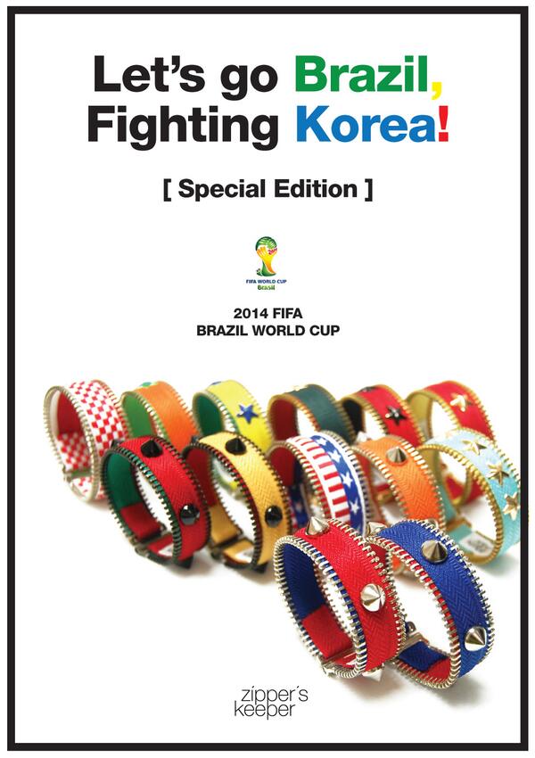 zipperskeeper's tweet photo. [Special Edition] 2014 브라질 월드컵 에디션 출시!! 브라질과 한국을 포함한 총 12개 나라의 컬러를 모티브로 한 팔찌는 월드컵 기간동안 이벤트와 함께 각 나라별 디자인이 소개될 예정입니다. http://t.co/R3xFYFsbmu