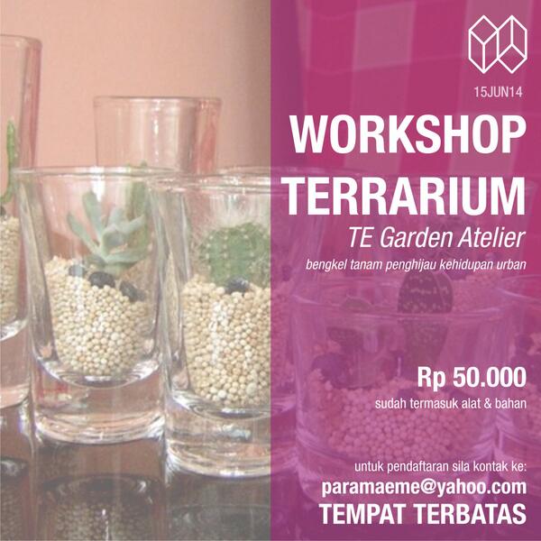 Hola <a href="/BDGBerkebun/">Bandung Berkebun</a>,kami akn mengadakan workshop terrarium Minggu ini di Jl Sultan Agung 12,kiranya ada yg tertarik :)