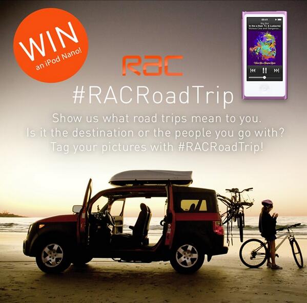 TheRAC_UK's tweet photo. Fancy #winning an iPod nano? Tag your best road trip pics with #RACRoadTrip to be in with the chance of winning! http://t.co/HgPFOgkbZI