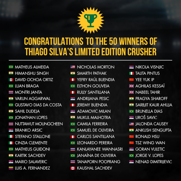 BIG PROPS to the 50 winners! Use #THIAGOS and <a href="/skullcandy/">Skullcandy</a> to tag us when unboxing your #Crusher’s! #BassYouCanFeel