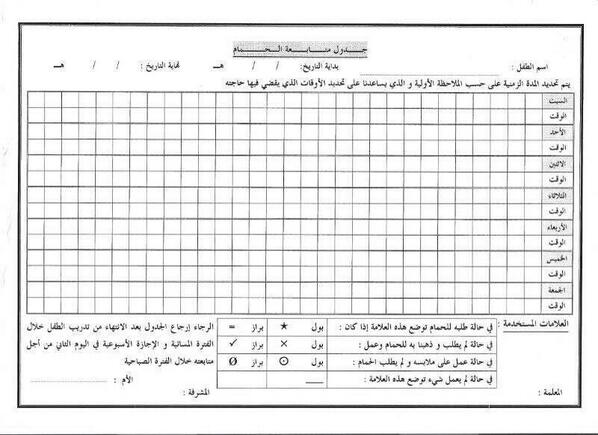 شركة تنمية الإنسان Twitterissä: ". جدول متابعة الطفل التوحدي في الحمام  http://t.co/w8k2cyIpIt"