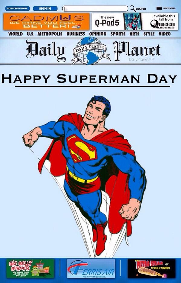 DailyPlanetMP's tweet image. Happy Superman Day!