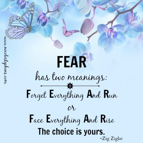 Has two meanings: forget everything and run or face everything and rise. Fear meaning. Fear has two meanings. Afraid to do afraid of doing. Fear has two meanings.