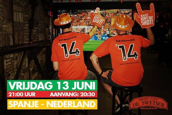 SwetserDrachten's tweet photo. De eerste supporters zitten al klaar voor Spanje - Nederland!!! #wkvoetbal #hetswetserwkgevoel http://t.co/abYRTsGcpO
