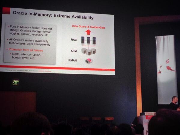 OracleDatabase's tweet image. Oracle Database In-Memory Works Transparently with Oracle Database HA #OracleDBIM #DB12c @OracleMAA