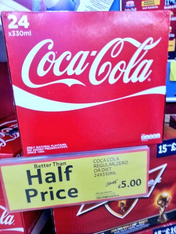 Offer of the day!!! 
24 cans of coke for only £5 while stock lasts.