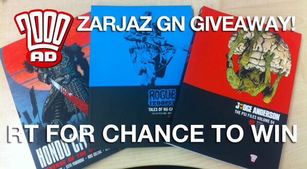 2000AD's tweet photo. Want the chance to win one of TEN free zarjaz 2000 AD graphic novels? RT for a chance to win! http://t.co/ZUZiRLVUtn