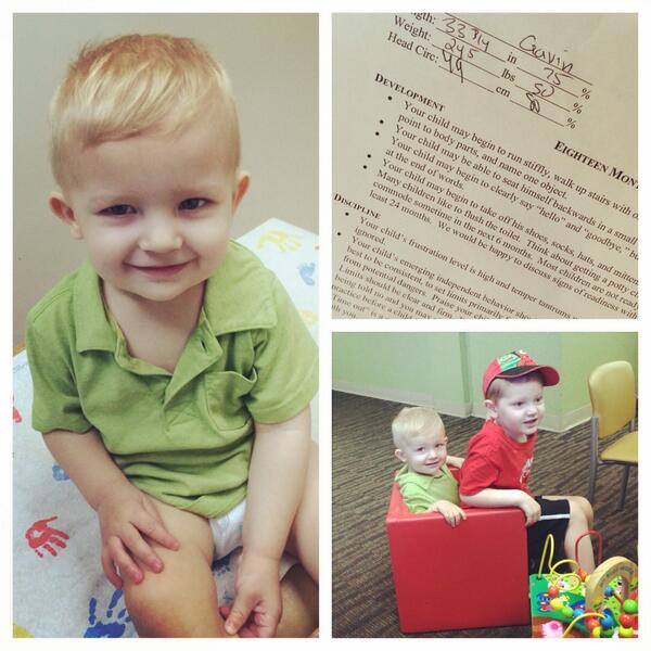Gretchennnn's tweet image. Big boy at the doctor! #gavinmichael #18months #doctor