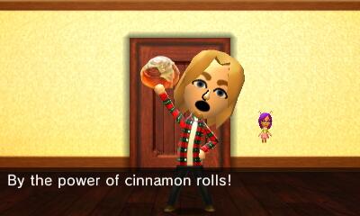 UltraTomodachi's tweet photo. By the power of cinnamon rolls! #TomodachiLife #3DS http://t.co/BqQpwE42TN