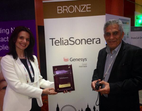 8osen8's tweet photo. Many congratulations @teliasonera on their @Genesys gold partner award #gforce2014 http://t.co/yD7IcHI2vN
