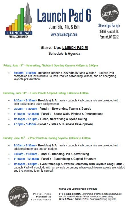 PDXLaunchPad's tweet photo. Weekend EVENT AGENDA for Launch Pad 6: http://t.co/XMVBXAG4ZD @StarveUps @StarveUpsEUG @oenorg #startup #entrepreneur http://t.co/vSXDtRBUrF