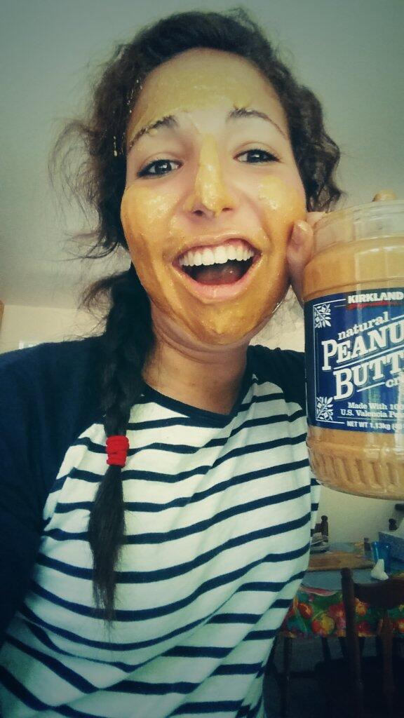 marxwaa's tweet photo. guys i missed #5soscornflake so i put peanut butter all over my face for them instead http://t.co/CDK4nXp490