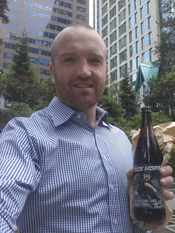 dannysmith604's tweet photo. Happy Dan! @HiddenBeer Some @Parallel49Beer Black Hops right across from Burrard Stn. #hiddenbeer #cheers http://t.co/000gjMm28Y
