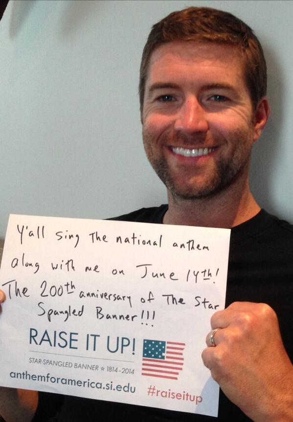 Y'all sing the national anthem along with me on June 14th! Get more info here: bit.ly/1tCtZtI #raiseitup