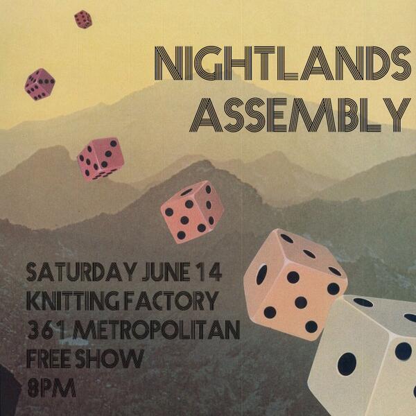 Assembly (<a href="/arntzy/">Sarah Arntz</a> @bennerlowdown &amp; myself) are playing Knitting Factory this Sat with Nightlands. Free! New tunes!
