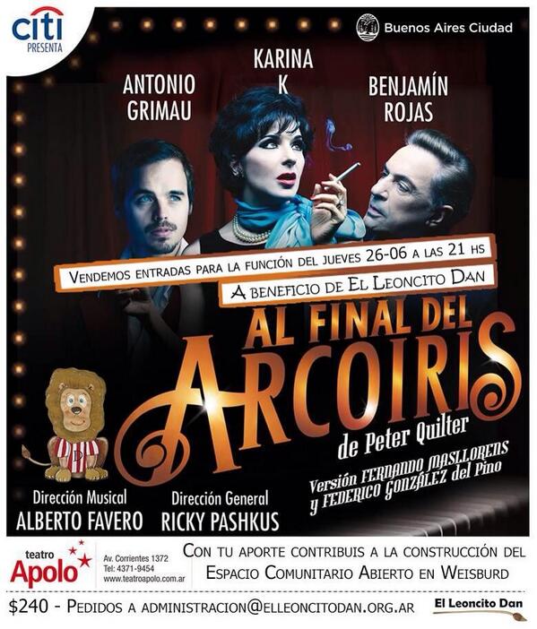 paulaschapiro's tweet photo. 26/6 @ARCOIRISteatro de @pashkus  x @LeoncitoDan A: administracion@elleoncitodan.org.ar @karinakactriz @AntonioGrimau http://t.co/qUACI3BRVN