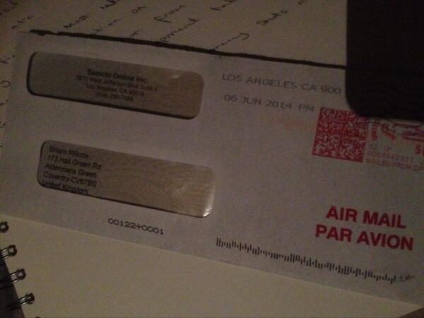 SWItweets's tweet image. Chuffed as puff! First cheque from Saatchi