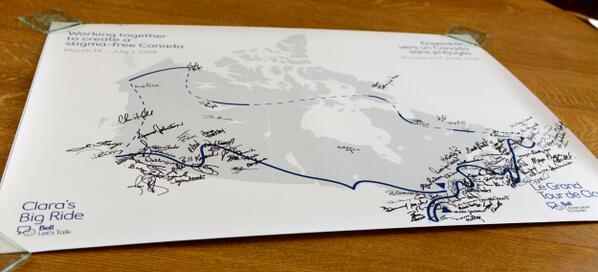 BradWall306's tweet photo. .@ClaraHughes_ is in SK! She's riding across Canada to break stigma on mental health. Great campaign #ClarasBigRide http://t.co/3ww3ko0fuY