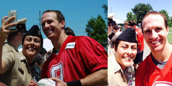 Saints's tweet photo. A selfie with a hero that everybody looks up to and...@DrewBrees http://t.co/oXm6pQlOBe
