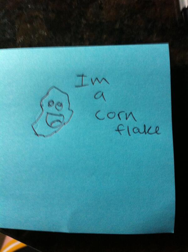 _busta_nut_'s tweet photo. GUYS!!! My family put my cornflake drawing on the fridge! I MADE IT!!! #5sosCornflake @5SOS http://t.co/0b4GdVwrOP