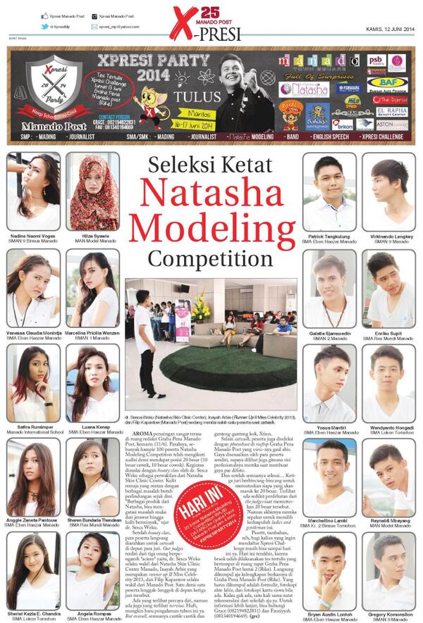 zetizen_mp's tweet image. Selamat buat 20 besar #NatashaModelingCompetition! Jangan lupa jam 4 sore nanti kumpul di Graha Pena Manado Post ya.