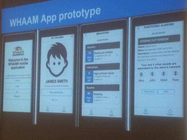 <a href="/whaamproject/">WHAAM Project</a> great stuff on #mobile #health monitoring for #ADHD  #app recording observations about kid behaviours