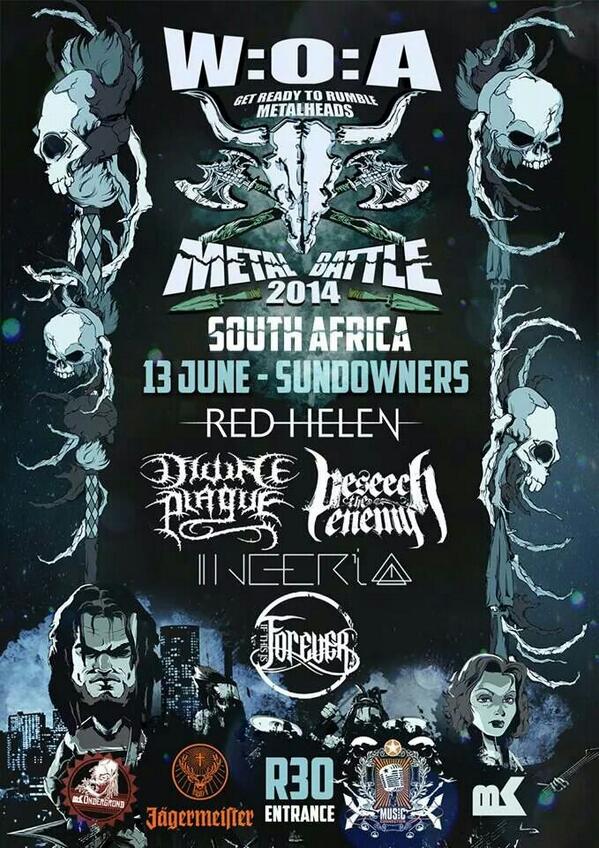 This Friday! Wacken Battle of the bands <a href="/SundownerSA/">Sundowners Alberton</a> . Be there before 8! 
30 ZARS gets you in! Lets make it metal!!!