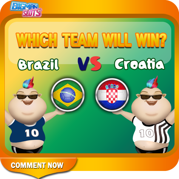 BigmanSlots's tweet photo. @free_gamblings Who do you think will win? A) Brazil B) Croatia   Enjoy #http://bit.ly/1pL35QS http://t.co/0FZIMGTvW3 http://t.co/QHeobg7akK