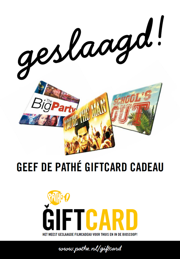 Pathenederland's tweet photo. De Pathé Giftcard is een geslaagd filmcadeau! 

Retweet en maak kans op een Pathé Giftcard van €25,- #geslaagd http://t.co/b4SDbditgl
