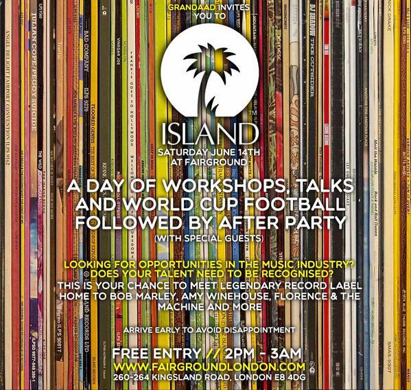 .<a href="/Grandaad1/">Grandaad</a> present an <a href="/islandrecordsuk/">Island Records</a> Takeover this Saturday at <a href="/FairgroundLDN/">FAIRGROUND</a>! Free tix: eventbrite.com/e/island-recor…